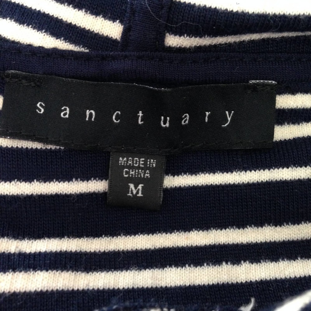Sanctuary Women's Black White Striped Textured Hooded Drawstring Blouse … - Picture 8 of 8